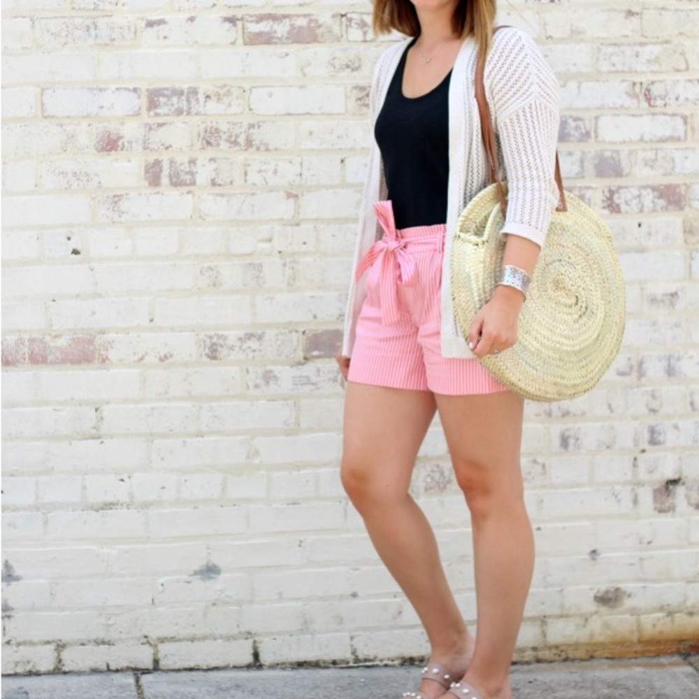 Ann Taylor LOFT Paperbag Waist Striped Shorts - Picture 5 of 14